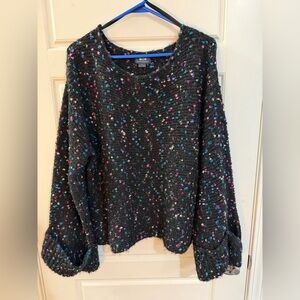 Maeve by Anthropologie confetti-knit sweater in black with multicolored flecks